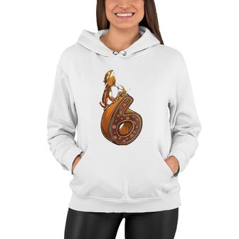 Kids 6 Year Old Bearded Dragon Reptile 6Th Birthday Party B-Day Women Hoodie | Mazezy