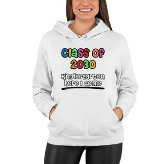 Kids Class Of 2030 Kindergarten Here I Come Colorful Youth Women Hoodie | Mazezy