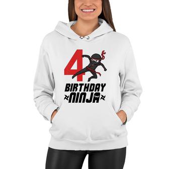 Kids Kids 4Th Birthday Ninja For Boys 4 Years Birthday Tee Women Hoodie | Mazezy