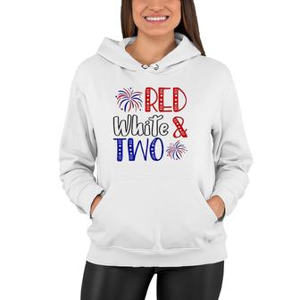 Kids Red White & Two 2Nd Birthday 4Th Of July Independence Day Women Hoodie | Mazezy