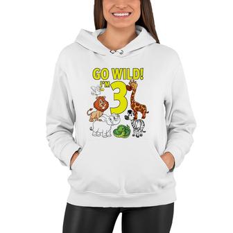 Kids Zoo Themed Birthday For 3 Years Old Women Hoodie | Mazezy