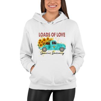 Loads Of Love Special Delivery Sunflower Blue Truck Women Hoodie - Thegiftio UK