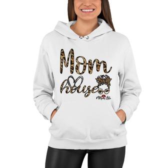Mom Life Messy Bun Hair Mom House Leopard Mothers Day Women Hoodie - Thegiftio
