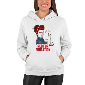 Red For Education Strong Women Teacher Women Men Kids Women Hoodie | Mazezy