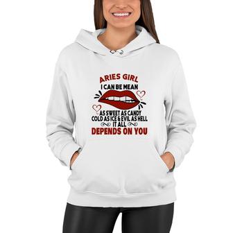 Sweet As Candy Cold As Ice Aries Girl Lip Birthday Gift Women Hoodie - Seseable