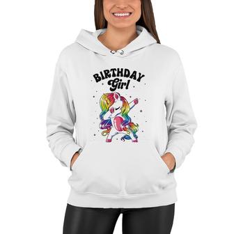 Unicorn Dabbing Birthday Girl Kids Rainbow Dab Dance Squad Women Hoodie | Mazezy