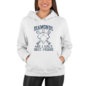 Womens Diamonds Are A Girls Best Friend Funny Cute Baseball For Ladies Women Hoodie - Thegiftio UK