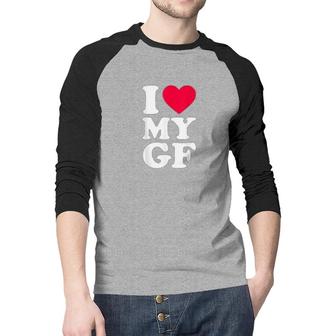 I Love My Girlfriend I Heart My Girlfriend Big Red Raglan Baseball Shirt | Seseable CA