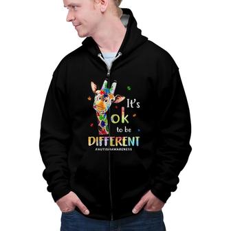 Autism Awareness Acceptance Women Kid Its Ok To Be Different Zip Up Hoodie - Seseable