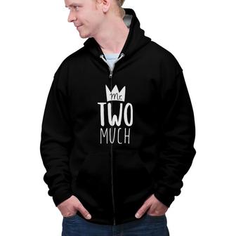 Boys 2nd Birthday Mr Two Much Crown Birthday Picture Perfect Outfit Zip Up Hoodie - Seseable