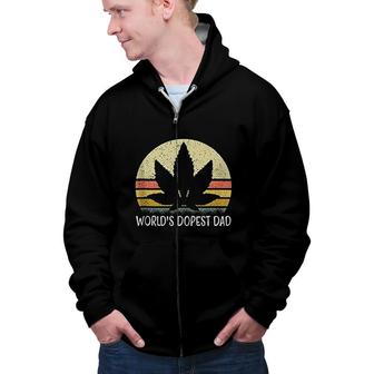 Funny Marijuana Leaf Cannabis Weed Worlds Dopest Dad Zip Up Hoodie - Seseable