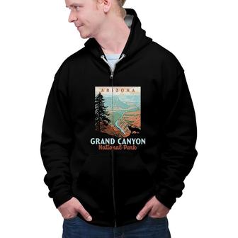 Grand Canyon National Park Arizona Vintage Style Zip Up Hoodie - Seseable