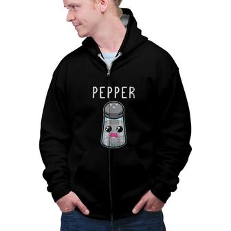 Halloween Salt And Pepper Matching Couples Costume Zip Up Hoodie - Seseable