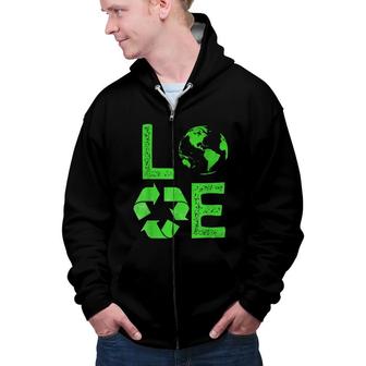 Love Earth Day 90S Planet Vintage Recycling Kids Or Teacher Zip Up Hoodie - Seseable