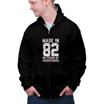 Made In 82 Print 40th Birthday Gifts For Women Zip Up Hoodie - Seseable