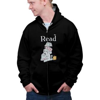 Out Of Print Womens Classic Childrens Book Themed Scoop Read Elephant Zip Up Hoodie - Seseable