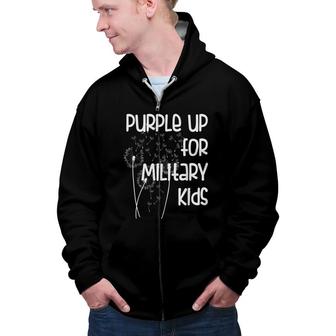 Purple Up For Military Kids - Month Of The Military Child Zip Up Hoodie - Seseable