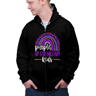 Purple Up For Military Kids Rainbow Military Child Month Zip Up Hoodie - Seseable