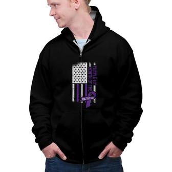 Purple Up Month Of The Military Child American Flag Kids Veteran Day Zip Up Hoodie - Seseable