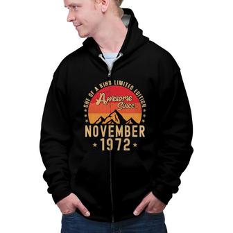 Retro Sunset Birthday Awesome Since November 1972 Zip Up Hoodie - Seseable