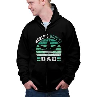 Weed Green Color Worlds Dopest Dad Funny Leaf Gift For Men Women Zip Up Hoodie - Seseable