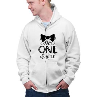 Boy First Birthday 1st Birthday Boy Outfit Mr Onederful Zip Up Hoodie - Seseable