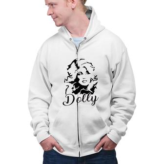 Dolly Graphic Women Vintage Dolly Casual Country Music For Band Music Lovers Zip Up Hoodie - Seseable