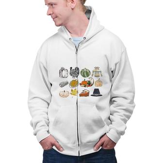 Grateful Thankful Blessed Colourful Graphic Thanksgiving Fall  Zip Up Hoodie