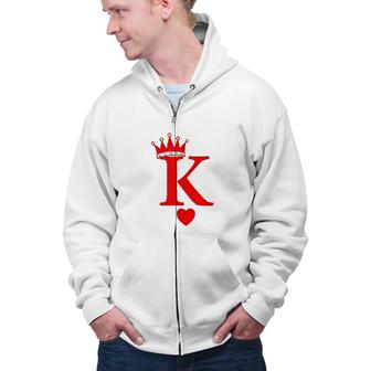 King Of Hearts Queen Of Hearts Playing Cards Deck Of Cards Zip Up Hoodie - Seseable
