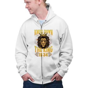 Mens 34Th Birthday King Gifts For 34 Years Old Boy Zip Up Hoodie - Seseable