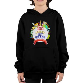 100 Days Of 1St Grade School Student Gift 100 Days Of School Youth Hoodie | Mazezy