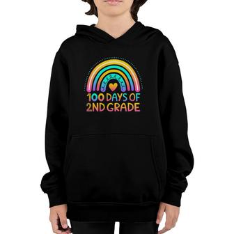 100 Days Of 2Nd Grade 100Th Day Of School Teacher Rainbow Youth Hoodie | Mazezy