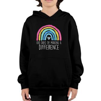 100 Days Of Making A Difference 100Th Day Of School Teacher Youth Hoodie | Mazezy