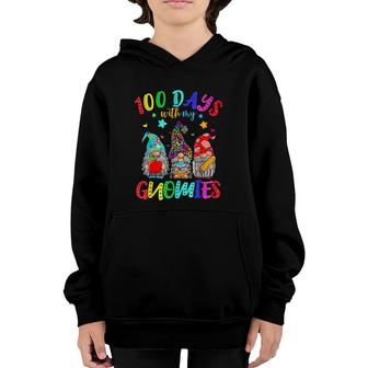 100 Days With My Gnomies Happy 100Th Day Of School Gnome Youth Hoodie | Mazezy