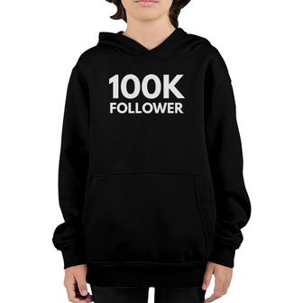 100 K Follower White Text Youth Hoodie | Mazezy
