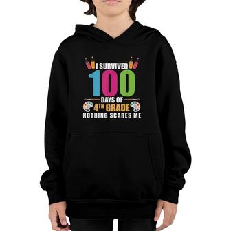 100Th Day Of School Survived 100 Days Of 4Th Grade Teacher Youth Hoodie | Mazezy