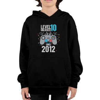 10Th Birthday 10 Years Old Level 10 Unlocked Awesome Since 2012 Gamer Youth Hoodie - Seseable