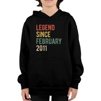 11Th Birthday Gift 11 Years Old Legend Since February 2011 Ver2 Youth Hoodie | Mazezy