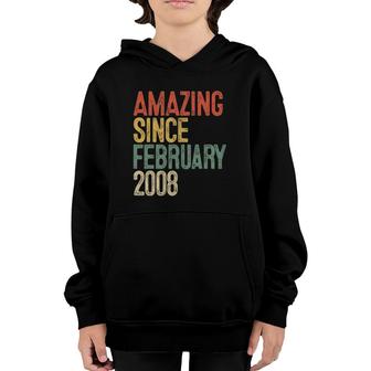 14 Years Old Gifts Amazing Since February 2008 14Th Birthday Youth Hoodie | Mazezy DE