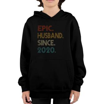 1St Wedding Anniversary Gift Him Epic Husband Since 2020 Ver2 Youth Hoodie | Mazezy