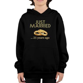 21St Wedding Anniversary Just Married 21 Years Ago Youth Hoodie | Mazezy