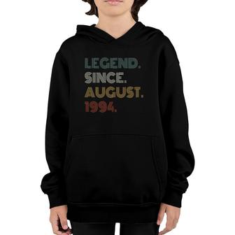 28Th Birthday Legend Since August 1994 Gift 28 Years Old Youth Hoodie | Mazezy