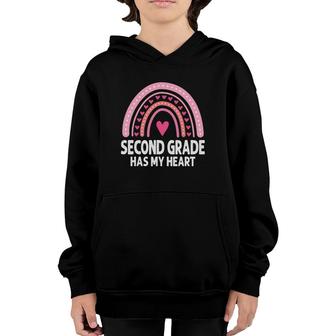 2Nd Second Grade Has My Heart Rainbow Valentines Day Teacher Youth Hoodie | Mazezy