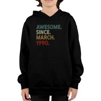 32 Years Old 32Nd Birthday Gifts Awesome Since March 1990 Gift Youth Hoodie | Mazezy
