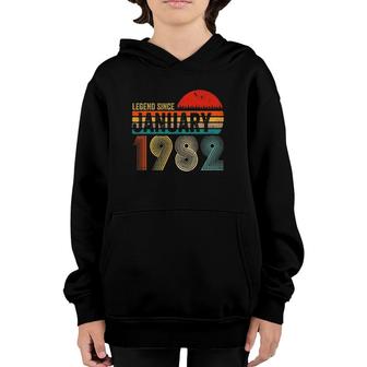 39 Years Old Retro Birthday Gift Legend Since January 1982 Ver2 Youth Hoodie | Mazezy
