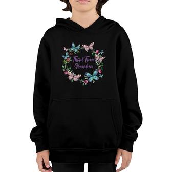 3Rd Time Grandma New Grandmother Butterfly Water Art Youth Hoodie | Mazezy