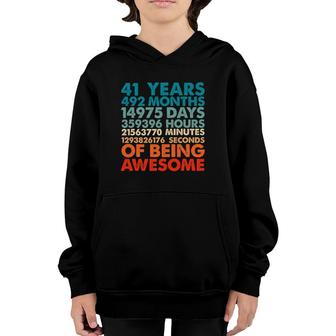 41 Years 492 Months Of Being Awesome 41St Birthday Men Youth Hoodie | Mazezy
