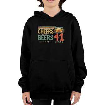 41St Birthday Gifts Funny Cheers And Beers To 41 Years Old Youth Hoodie | Mazezy