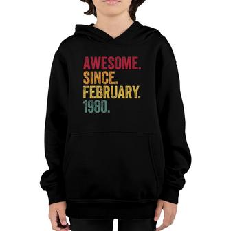 42 Years Old Awesome Since February 1980 42Nd Birthday Gift Youth Hoodie | Mazezy