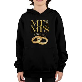 44Th Wedding Anniversary Gift Mr & Mrs Since 1977 Couple Youth Hoodie | Mazezy
